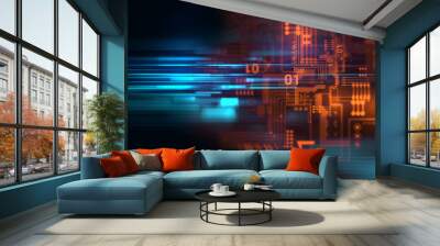 blue geometric shape abstract technology background Wall mural