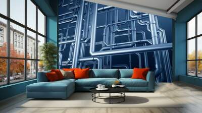 blue metal steel pipe background Wall mural