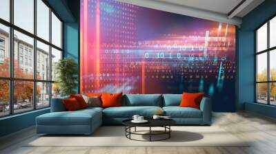 digital code number abstract technology background Wall mural