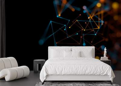 dots and lines connection on abstract technology background. Wall mural