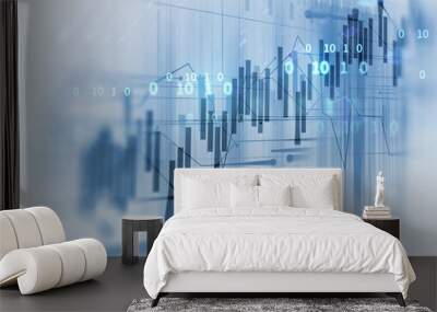 financial graph on technology abstract background Wall mural