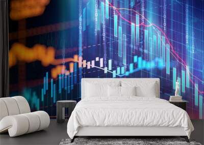 financial graph on technology abstract background Wall mural