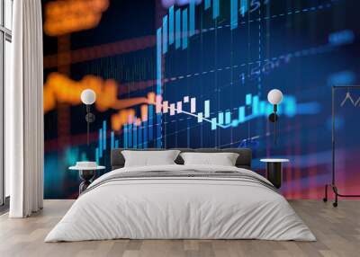 financial graph on technology abstract background Wall mural