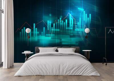 financial graph on technology abstract background Wall mural