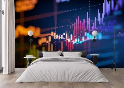 financial graph on technology abstract background Wall mural