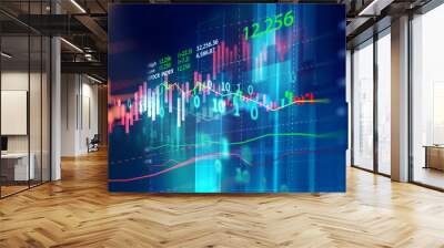 financial graph on technology abstract background Wall mural