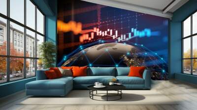 financial graph on technology abstract background Wall mural