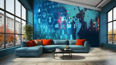 fintech icon  on abstract financial technology background . Wall mural