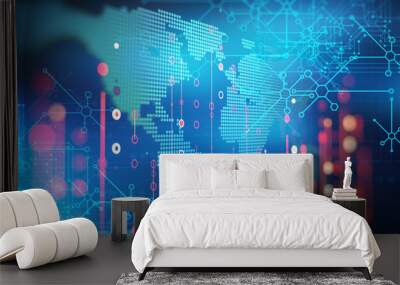 futuristic earth map technology abstract background Wall mural