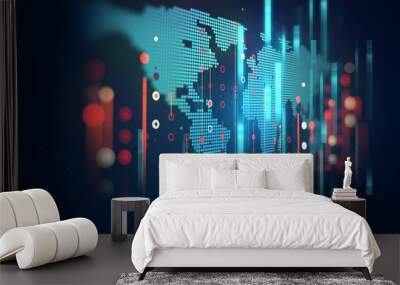 futuristic earth map technology abstract background Wall mural