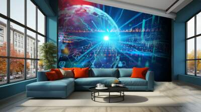 Programming code abstract technology background of software developer and  Computer script banner 3d illustration Wall mural