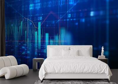 stock market chart data screen on technology background Wall mural