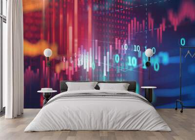 stock market investment graph on financial numbers abstract background.3d illustration Wall mural