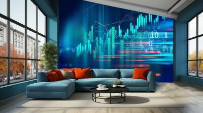 stock market investment graph with indicator and volume data. Wall mural