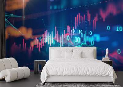 technical financial graph on technology abstract background Wall mural