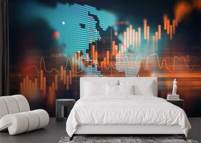 technical financial graph on technology abstract background Wall mural