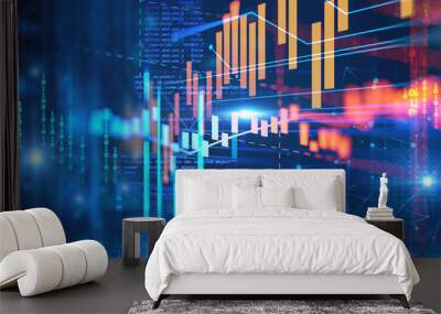 technical financial graph on technology abstract background Wall mural