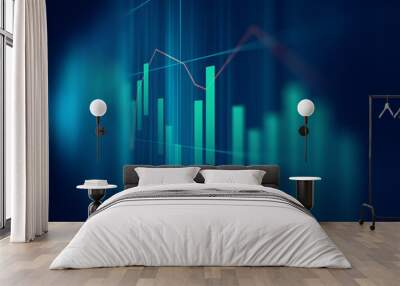 technical financial graph on technology abstract background Wall mural