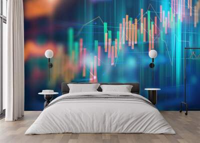 technical financial graph on technology abstract background Wall mural