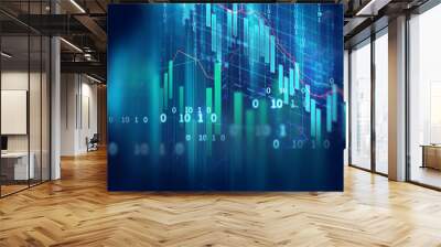 technical financial graph on technology abstract background Wall mural