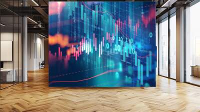 technical financial graph on technology abstract background Wall mural