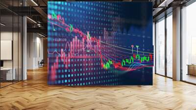 technical financial graph on technology abstract background Wall mural