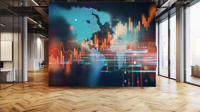 technical financial graph on technology abstract background Wall mural