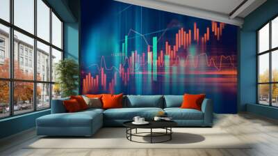 technical financial graph on technology abstract background Wall mural