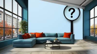 magnifying glass with question mark symbol. concept creative idea and innovation Wall mural