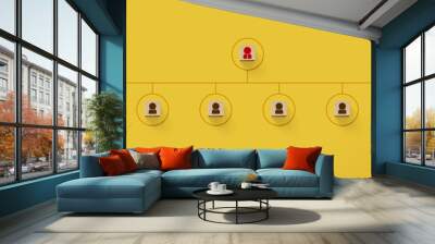 Organization corporate employee structure team business people. Wooden block cube on background with icon human. Panorama image Wall mural