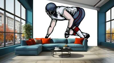  American footballers are ready to start a game vector illustration - Hand drawn Wall mural