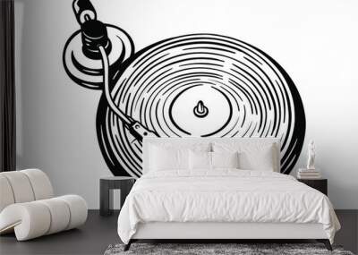  vintage turntable vinyl record - vector illustration Wall mural