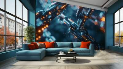 Abstract Blockchain Technology Chain - Digital Art Wall mural