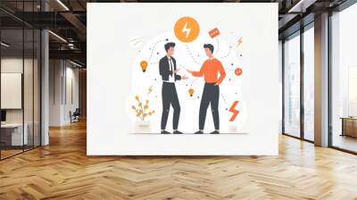 Business Collaboration: Two Men Brainstorming Ideas Wall mural