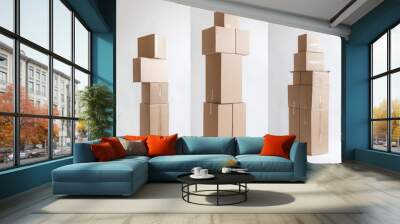 Stacked Cardboard Boxes - Modern Business Art Wall mural