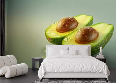 Avocado slice organic fruit green raw natural ingredient healthy food Wall mural