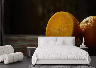 Closeup orange fruit with natural light and shadow freshness healthy food Wall mural