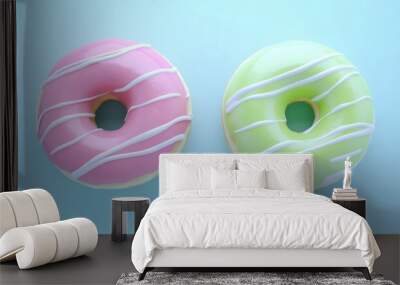 Donut sweet topping cream snack cake kids isolated background Wall mural