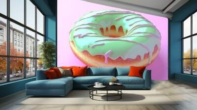 Donut sweet topping cream snack cake kids isolated background Wall mural