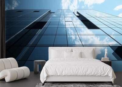 Simple minimal style modern office building and blue sky, bottom view Wall mural