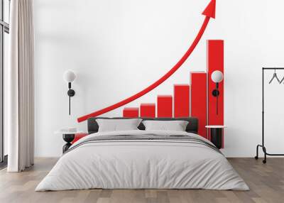 3d render of red chart with arrow Wall mural