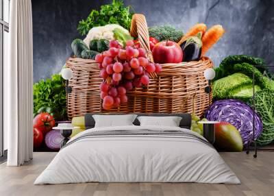 Composition with assorted organic vegetables and fruits Wall mural