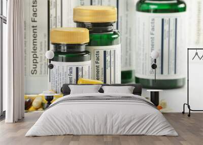 composition with dietary supplement capsules and containers Wall mural