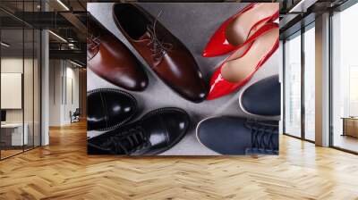 Composition with four pairs of shoes Wall mural