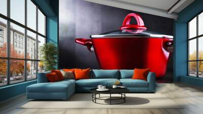 Composition with red steel pot Wall mural