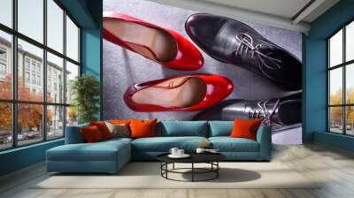 composition with two pairs of shoes Wall mural