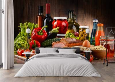 Composition with variety of organic food products Wall mural