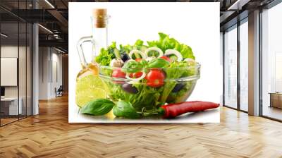 Composition with vegetable salad bowl. Balanced diet Wall mural