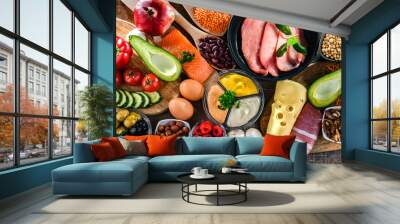 Ingredients of healthy diet that maintains overall health Wall mural