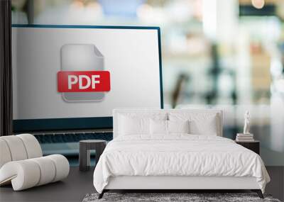 Laptop computer displaying icon of PDF file Wall mural